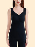 Women Winter Cashmere Silk Built-in Bra Thermal Tank Top