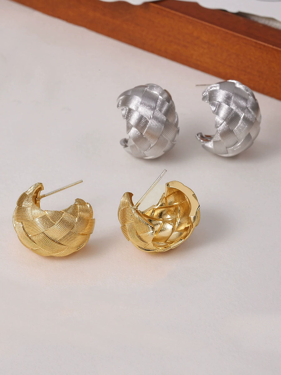 Women Elegant Woven Copper Alloy Geometric Earrings