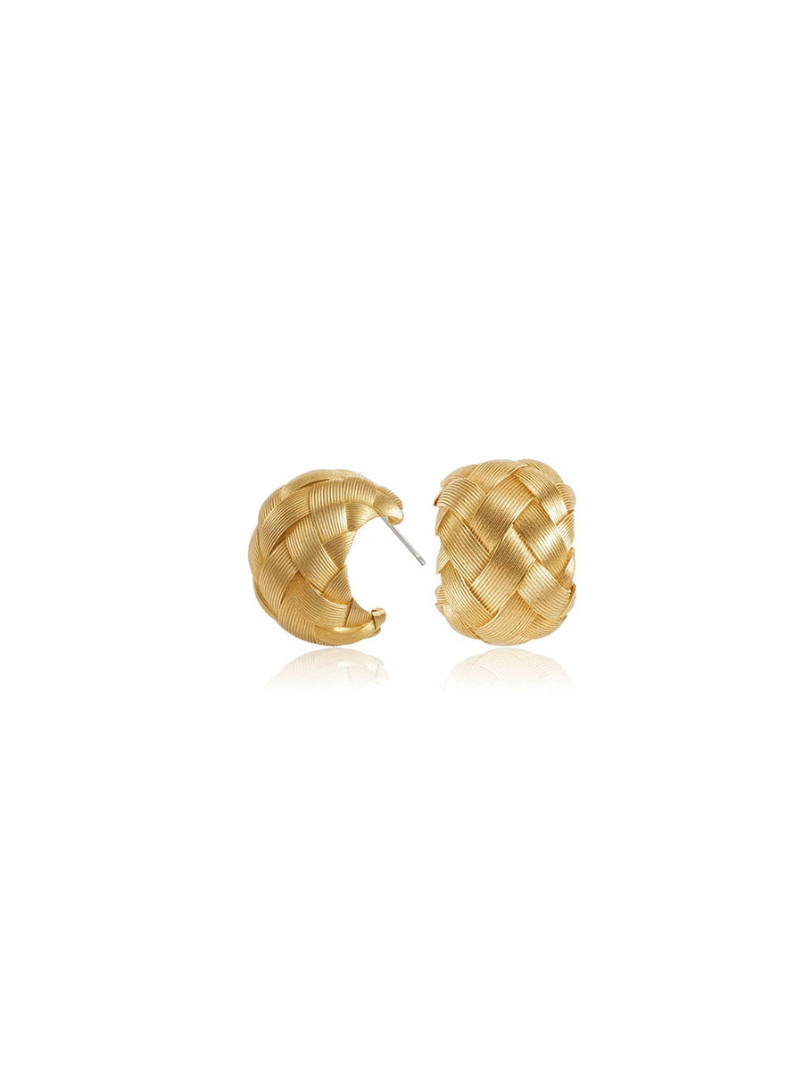 Women Elegant Woven Copper Alloy Geometric Earrings