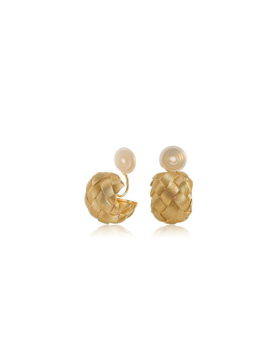 Women Elegant Woven Copper Alloy Geometric Earrings