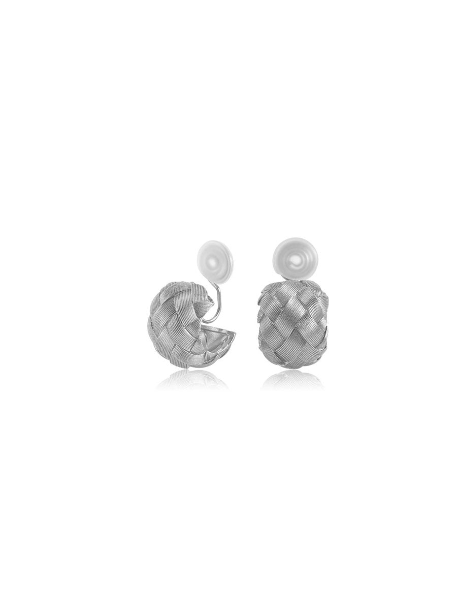 Women Elegant Woven Copper Alloy Geometric Earrings