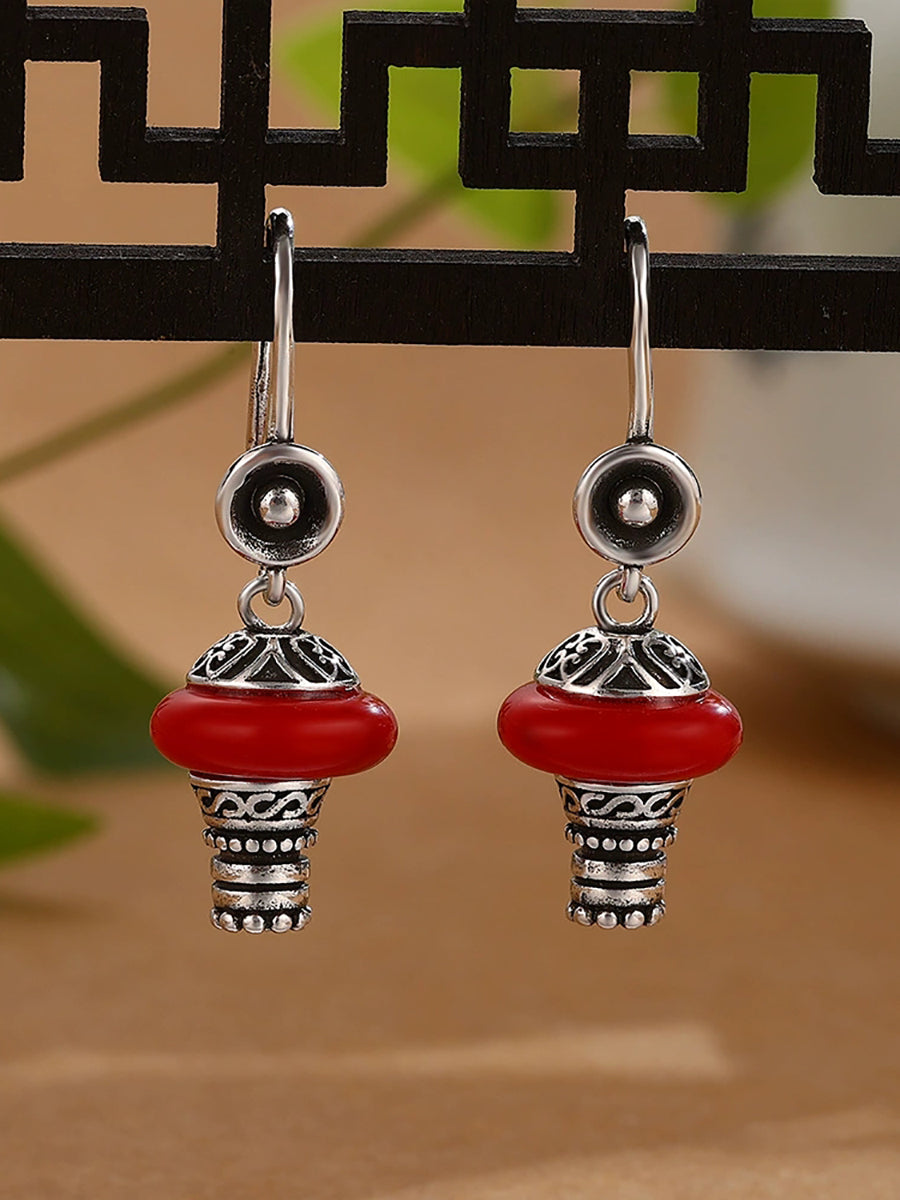 Women New Chinese Ethnic Amber Earrings