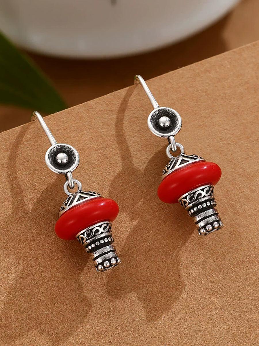 Women New Chinese Ethnic Amber Earrings