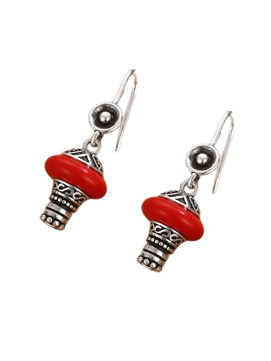 Women New Chinese Ethnic Amber Earrings