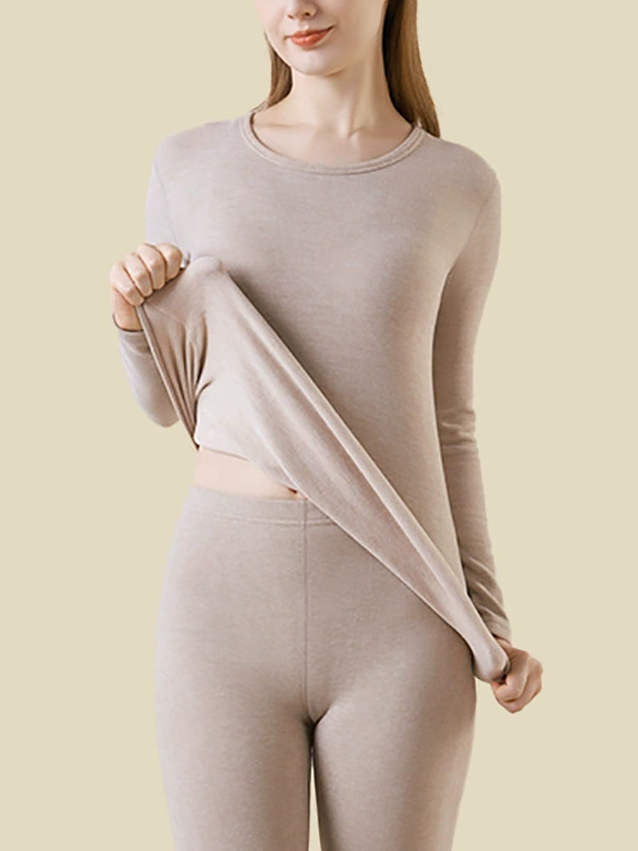 Minimalist Cozy Cashmere Solid Women Thermal Underwear Set