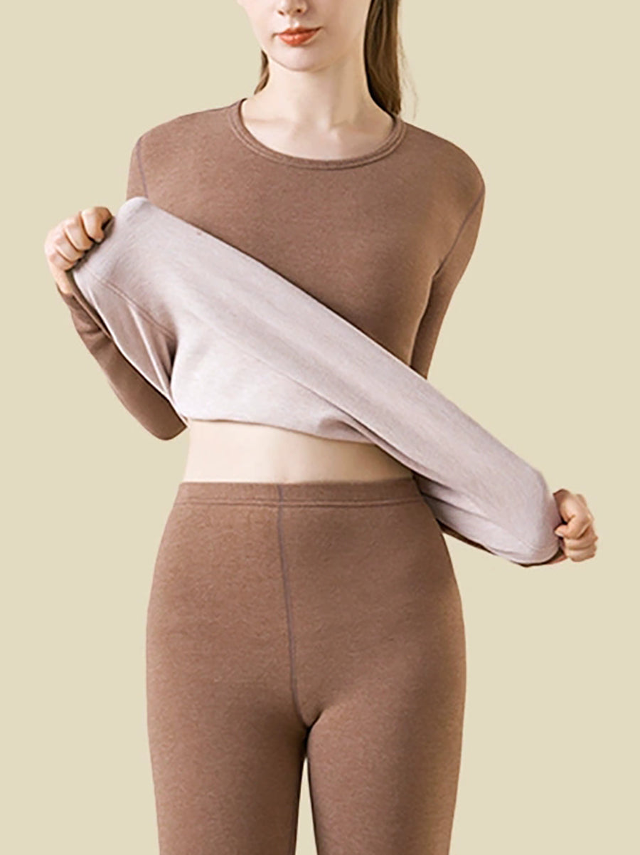 Minimalist Cozy Cashmere Solid Women Thermal Underwear Set