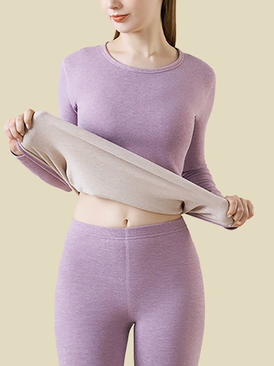 Minimalist Cozy Cashmere Solid Women Thermal Underwear Set