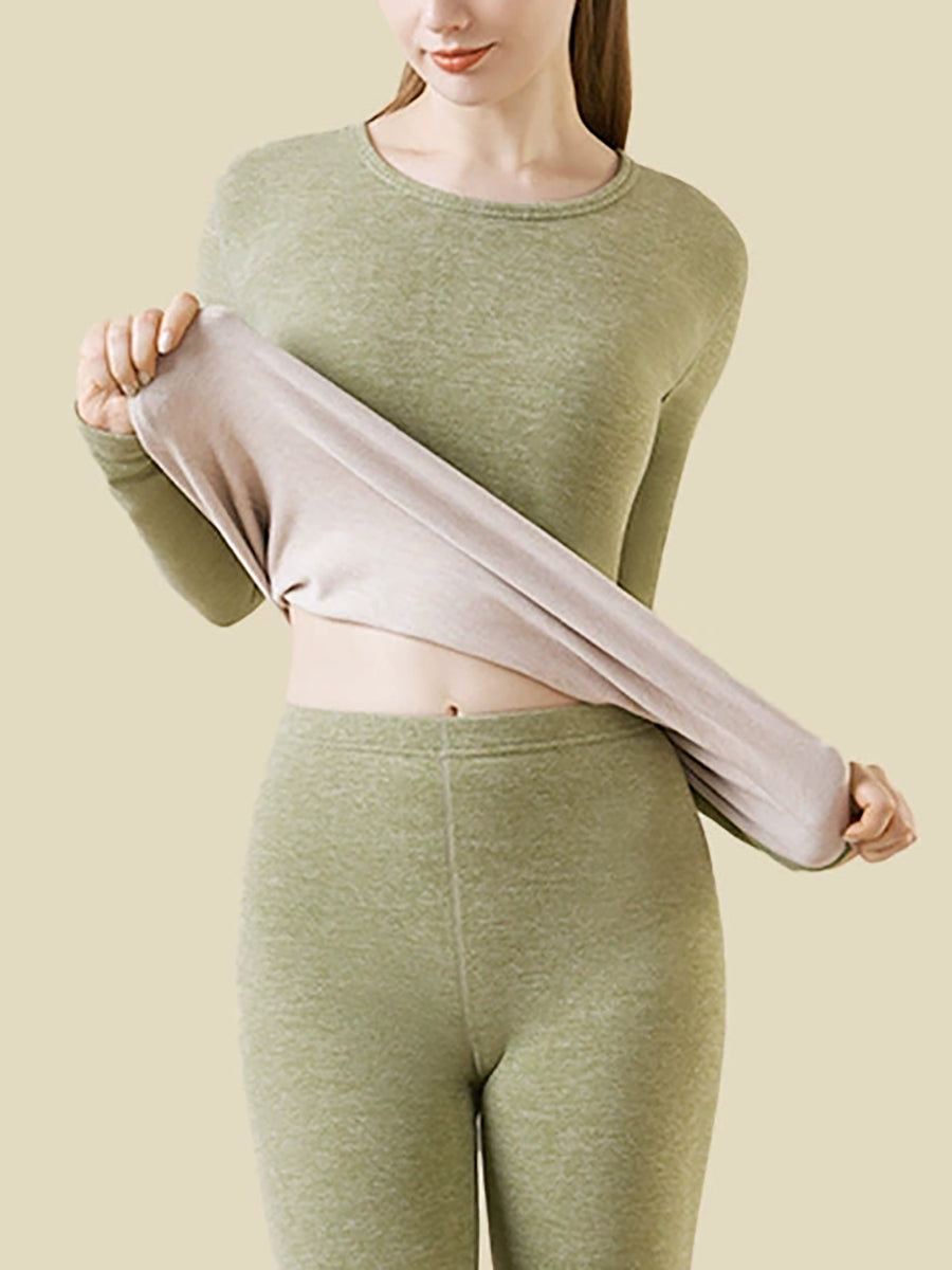 Minimalist Cozy Cashmere Solid Women Thermal Underwear Set