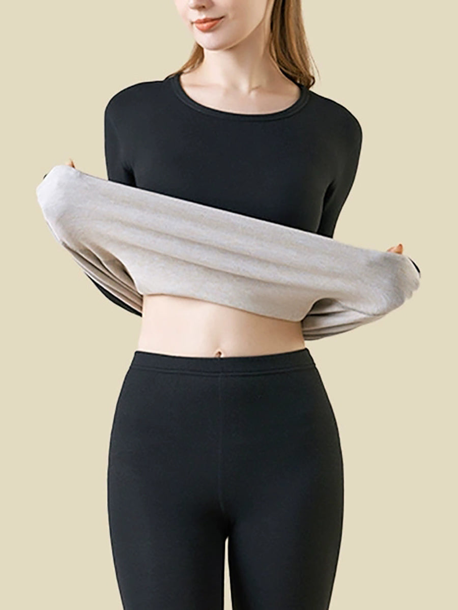 Minimalist Cozy Cashmere Solid Women Thermal Underwear Set
