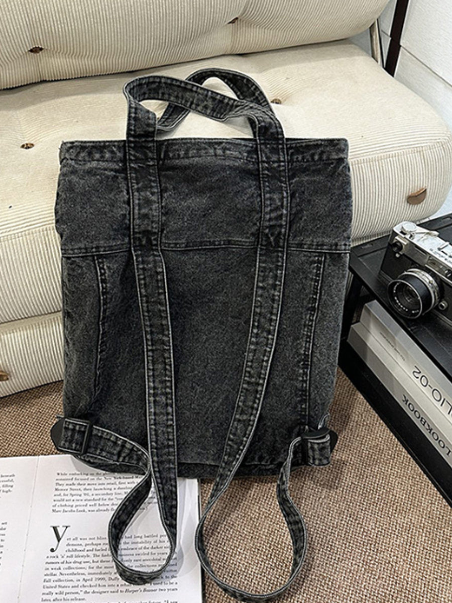 Women Denim Large Capacity Tote Bag – Artistic Minimalist Shoulder Shopping Bag