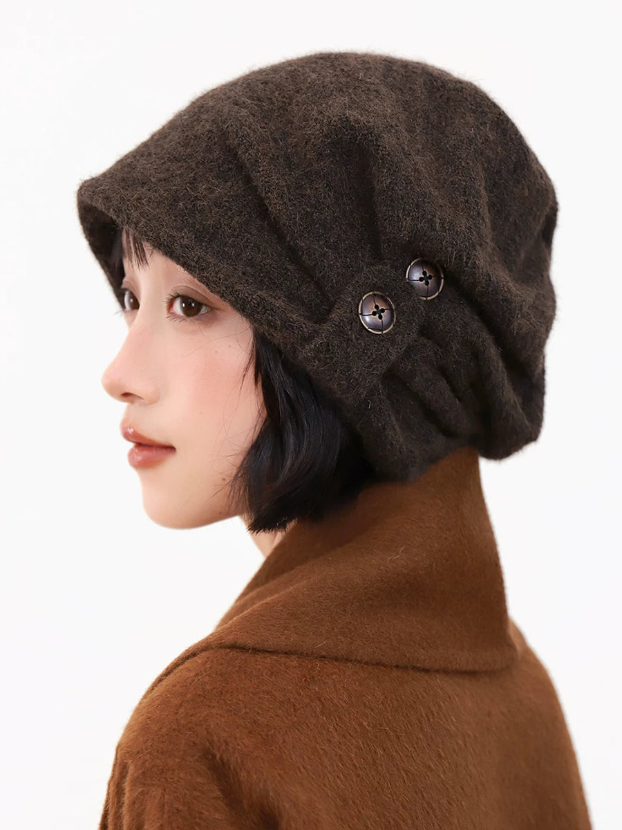 Women Winter Solid Color Ear Protection Warm Hat