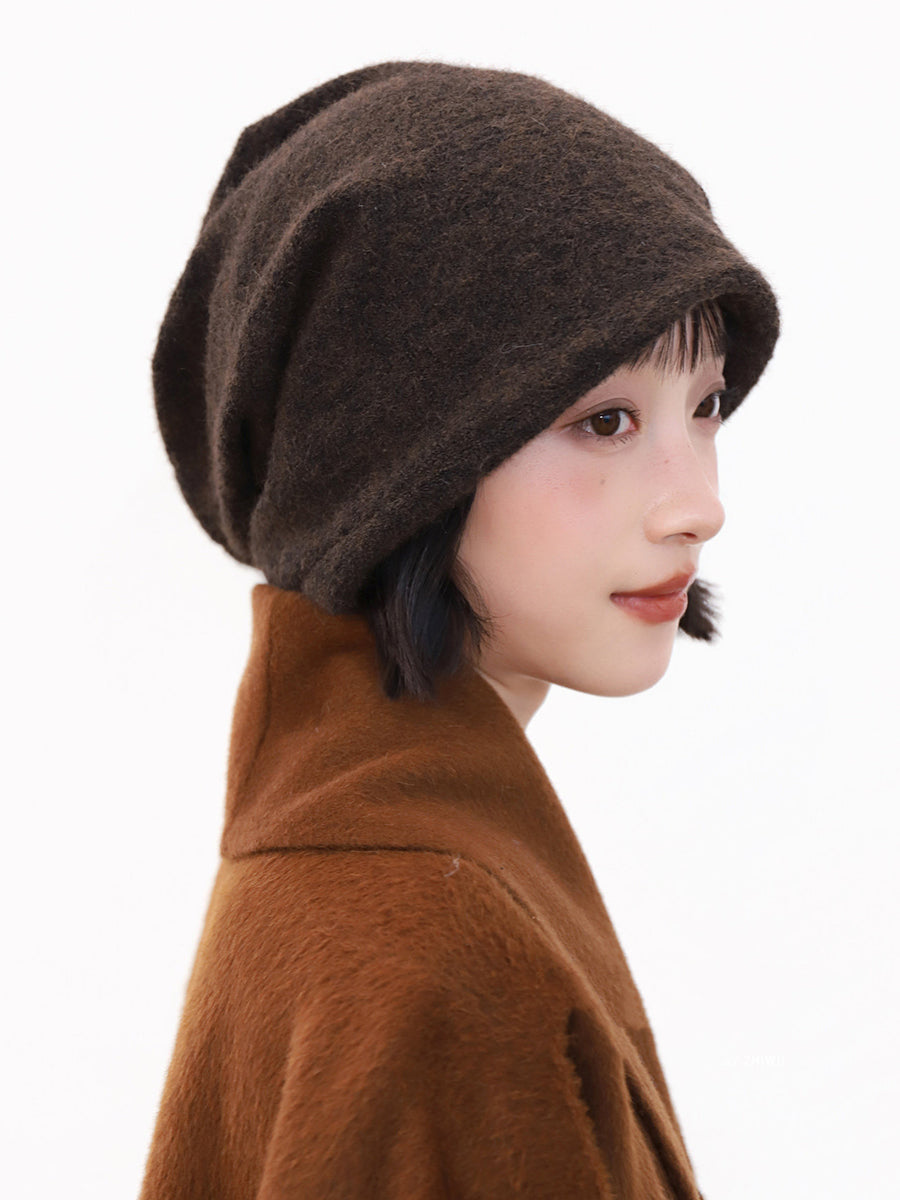 Women Winter Solid Color Ear Protection Warm Hat