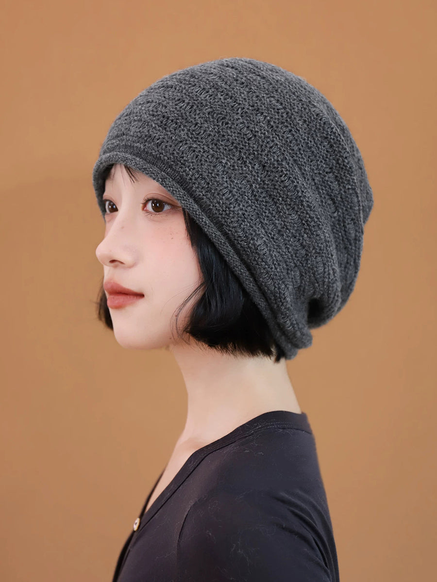 Women Lazy Style Rolled Edge Knit Slouchy Beanie