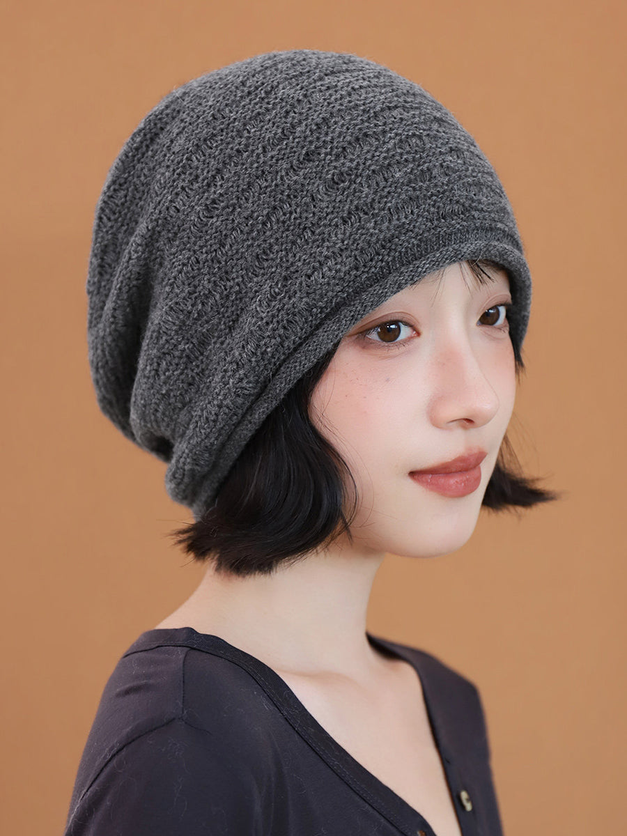 Women Lazy Style Rolled Edge Knit Slouchy Beanie
