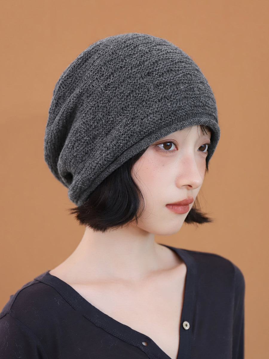 Women Lazy Style Rolled Edge Knit Slouchy Beanie