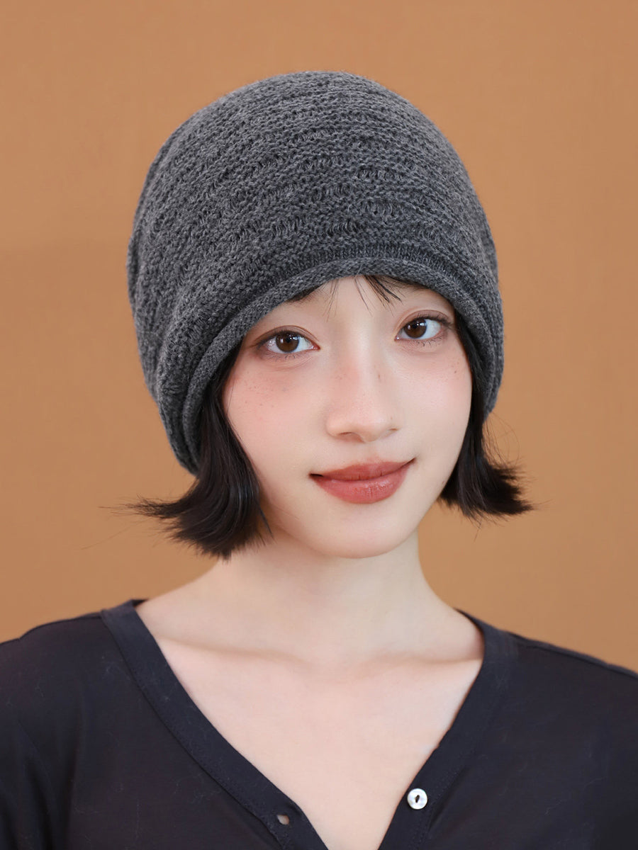 Women Lazy Style Rolled Edge Knit Slouchy Beanie