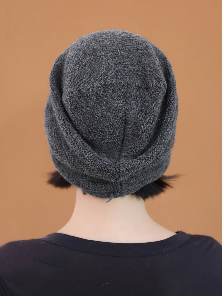 Women Lazy Style Rolled Edge Knit Slouchy Beanie