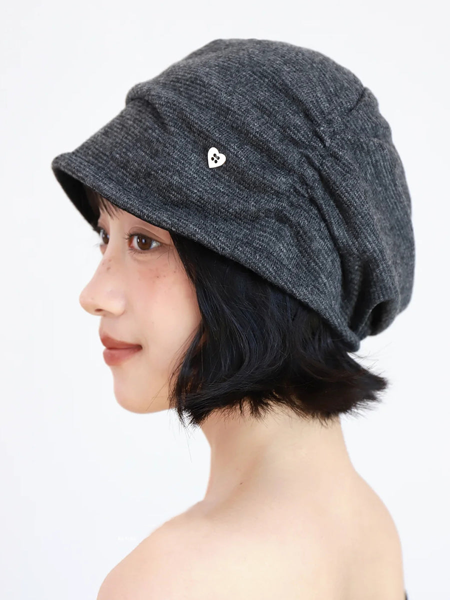 Women Autumn Winter Solid Color Slouchy Pleated Beanie