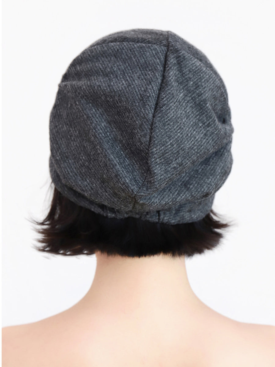 Women Autumn Winter Solid Color Slouchy Pleated Beanie