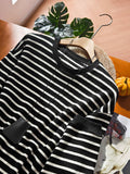 Women Casual Striped Long Sleeve Cotton Sweatshirt