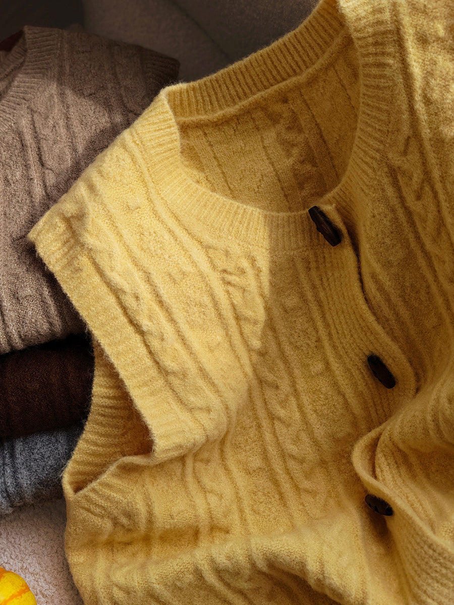 Women Soft Brushed Wool Blend Solid Knit Vest