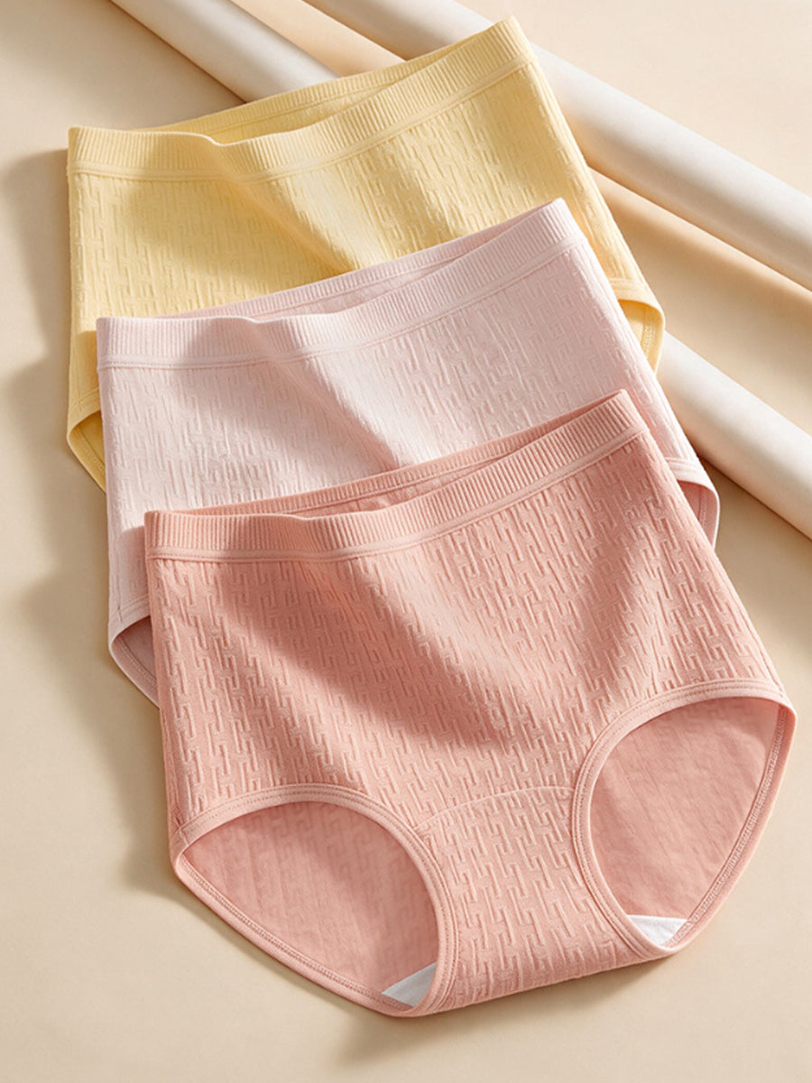 4 Pieces Women Breathable Ribbed Texture Cotton Gusset Briefs