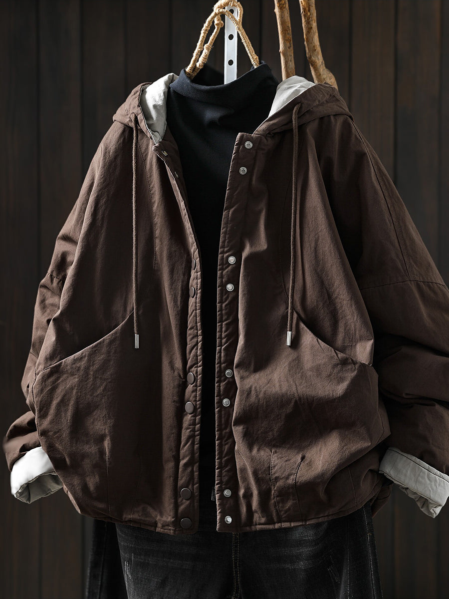 Women Winter Casual Cotton Warm Padded Hooded Jacket