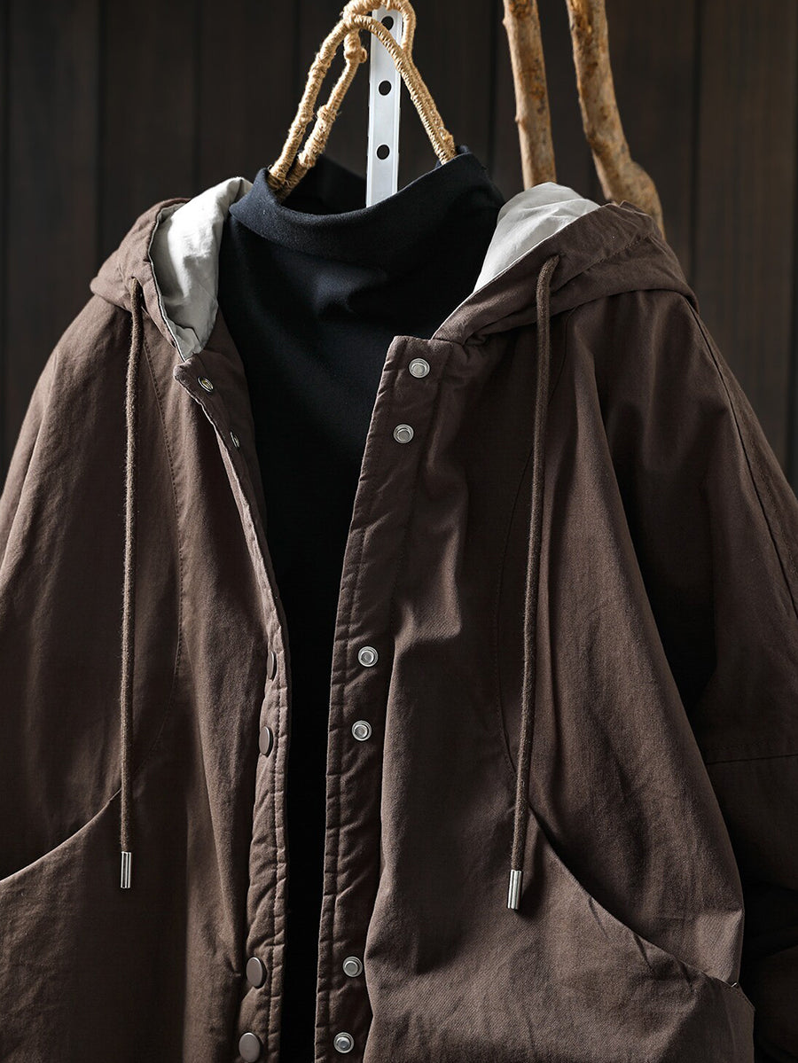 Women Winter Casual Cotton Warm Padded Hooded Jacket
