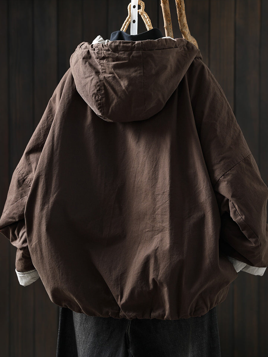 Women Winter Casual Cotton Warm Padded Hooded Jacket