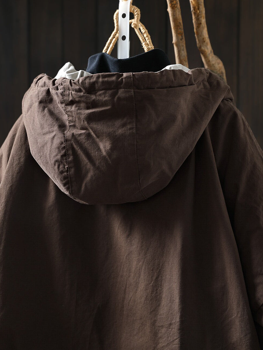 Women Winter Casual Cotton Warm Padded Hooded Jacket