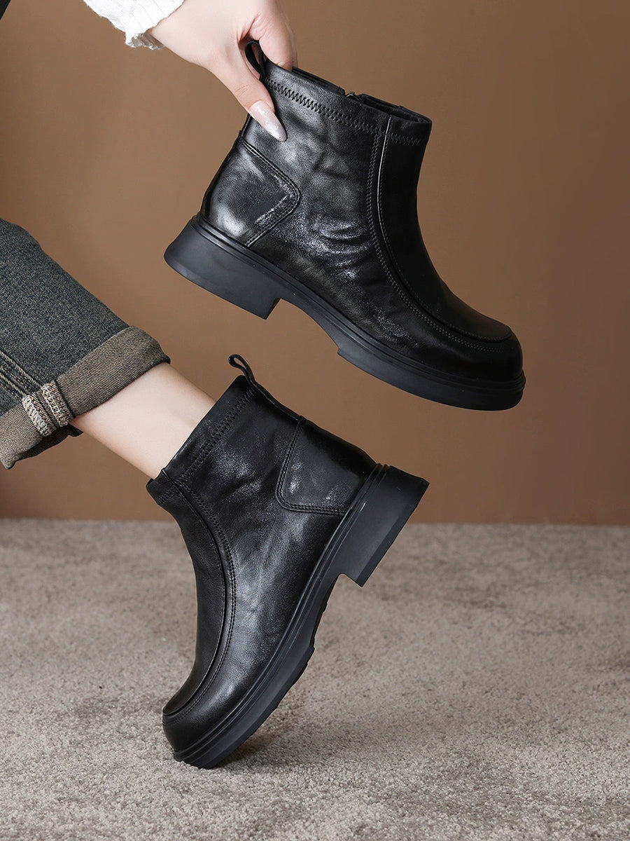 Women Retro Comfort Chelsea Fleece-Lined Ankle Boots