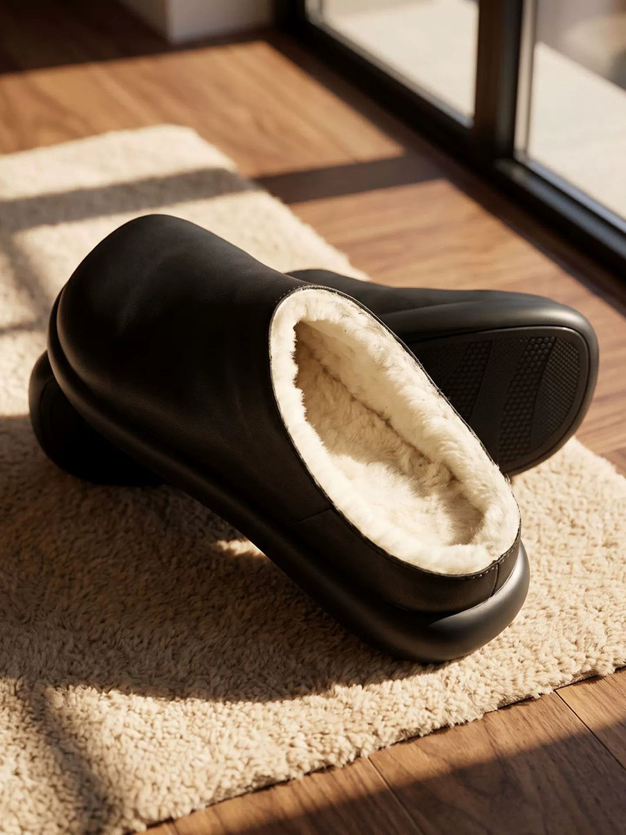 Women Winter Casual Comfort Wool Solid Mules