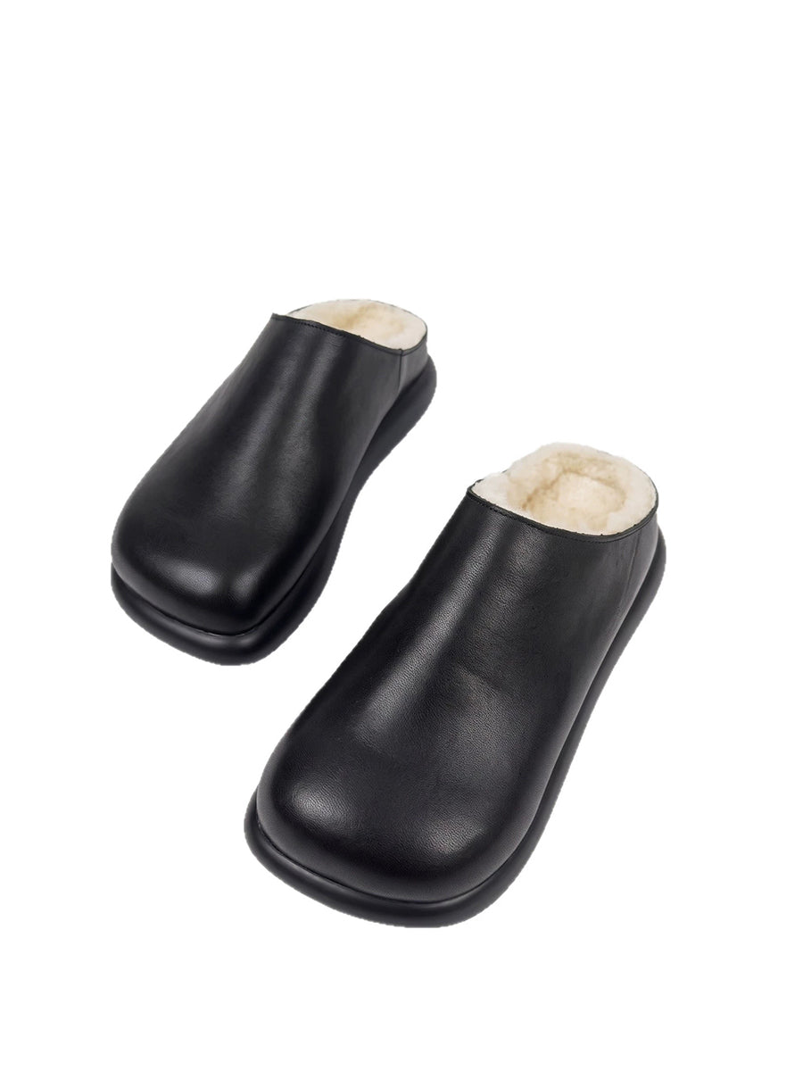 Women Winter Casual Comfort Wool Solid Mules