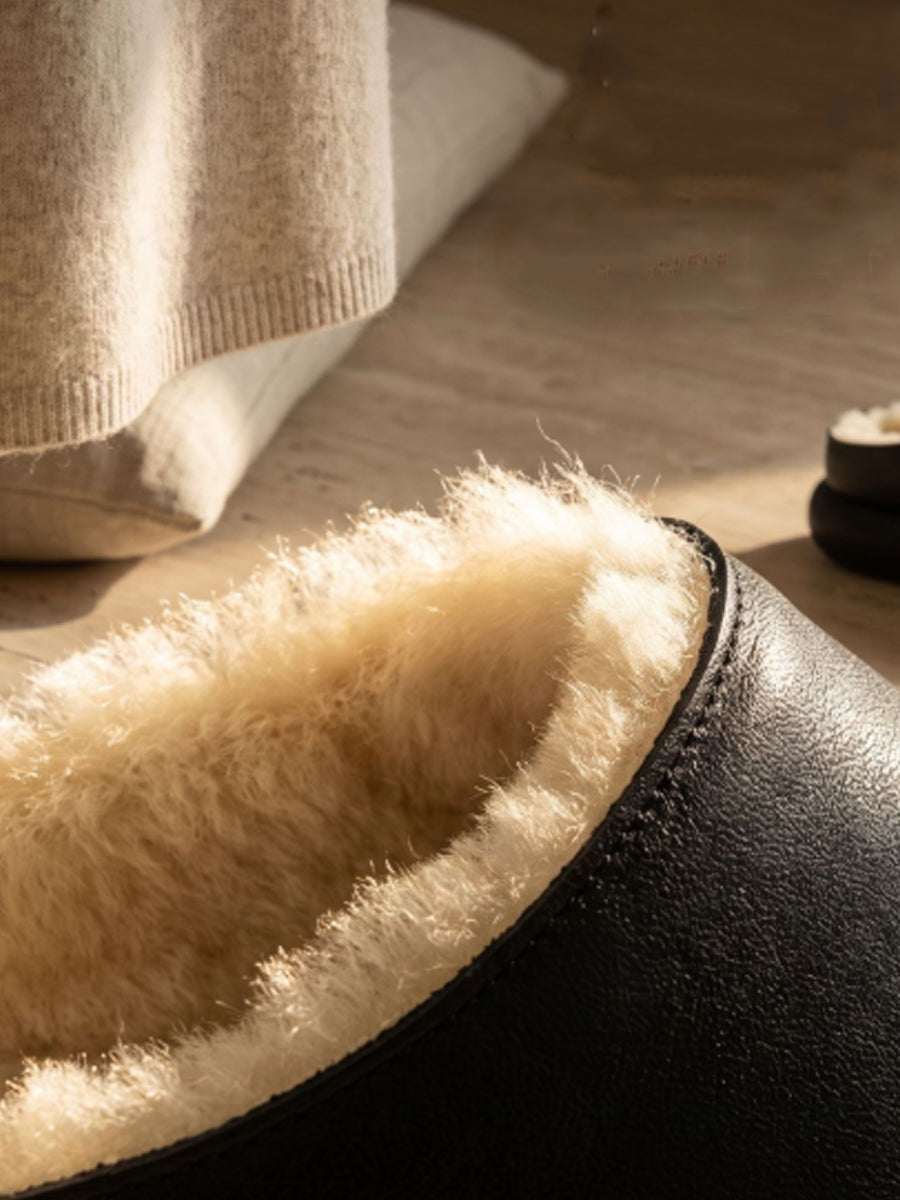 Women Winter Casual Comfort Wool Solid Mules
