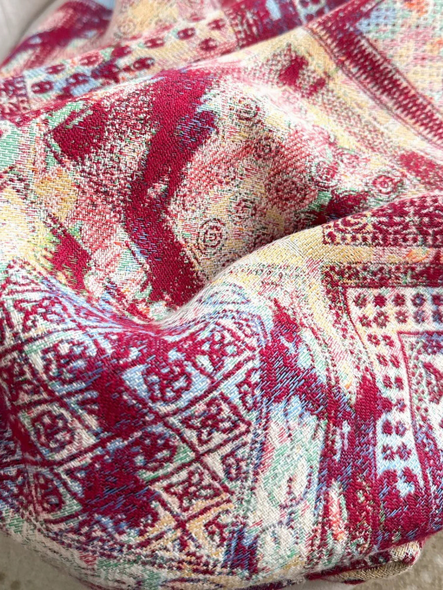 Women Vintage Forest Style Jacquard Faux Cashmere Shawl Scarf