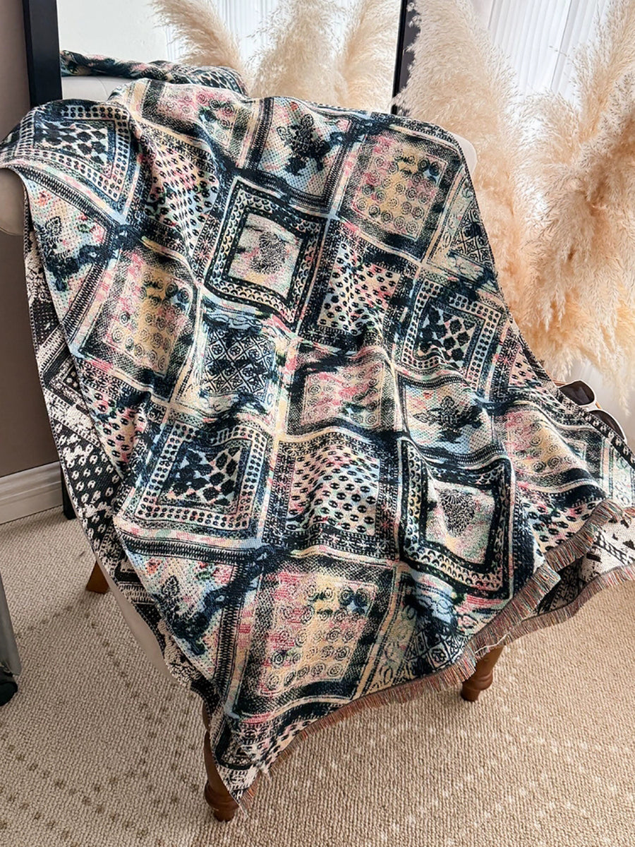 Women Vintage Forest Style Jacquard Faux Cashmere Shawl Scarf