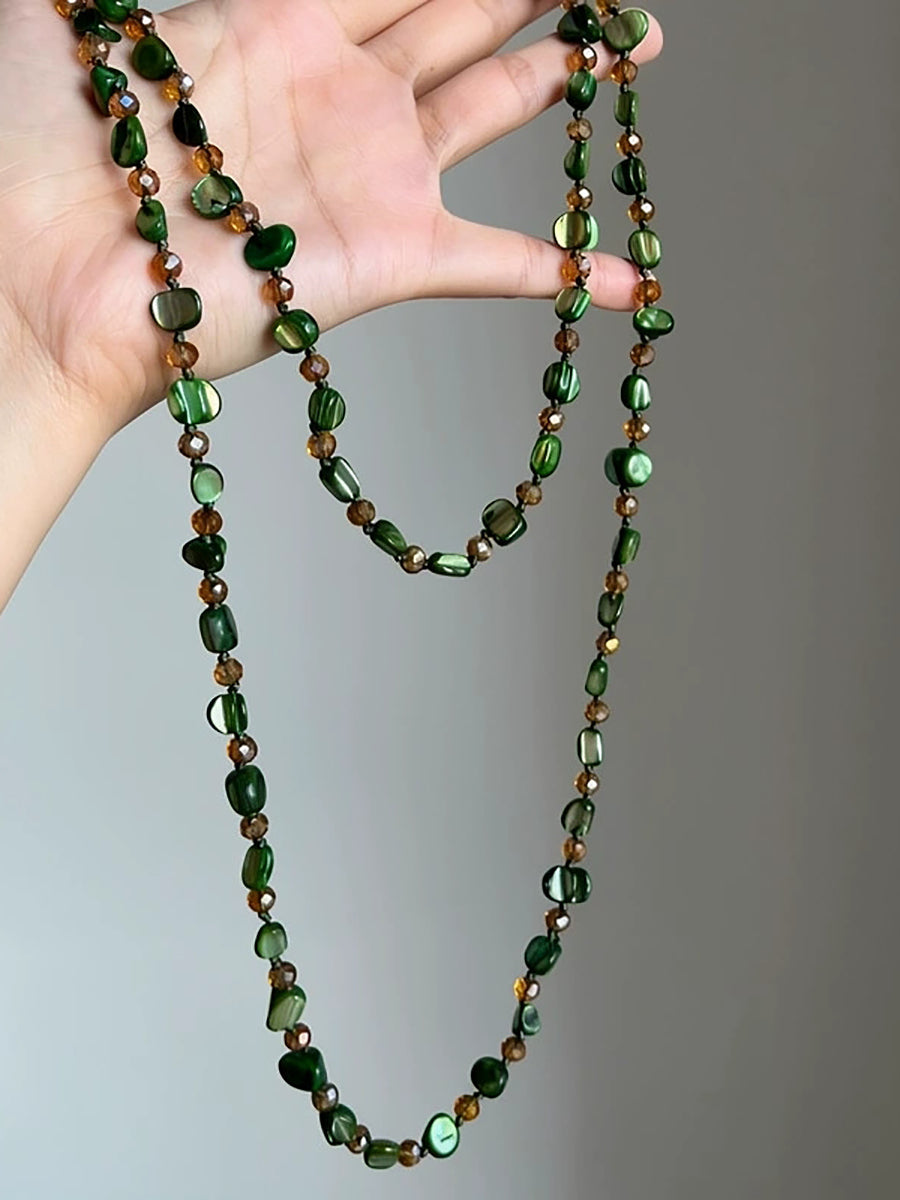 Women Forest Style Beaded Bohemian Long Necklace
