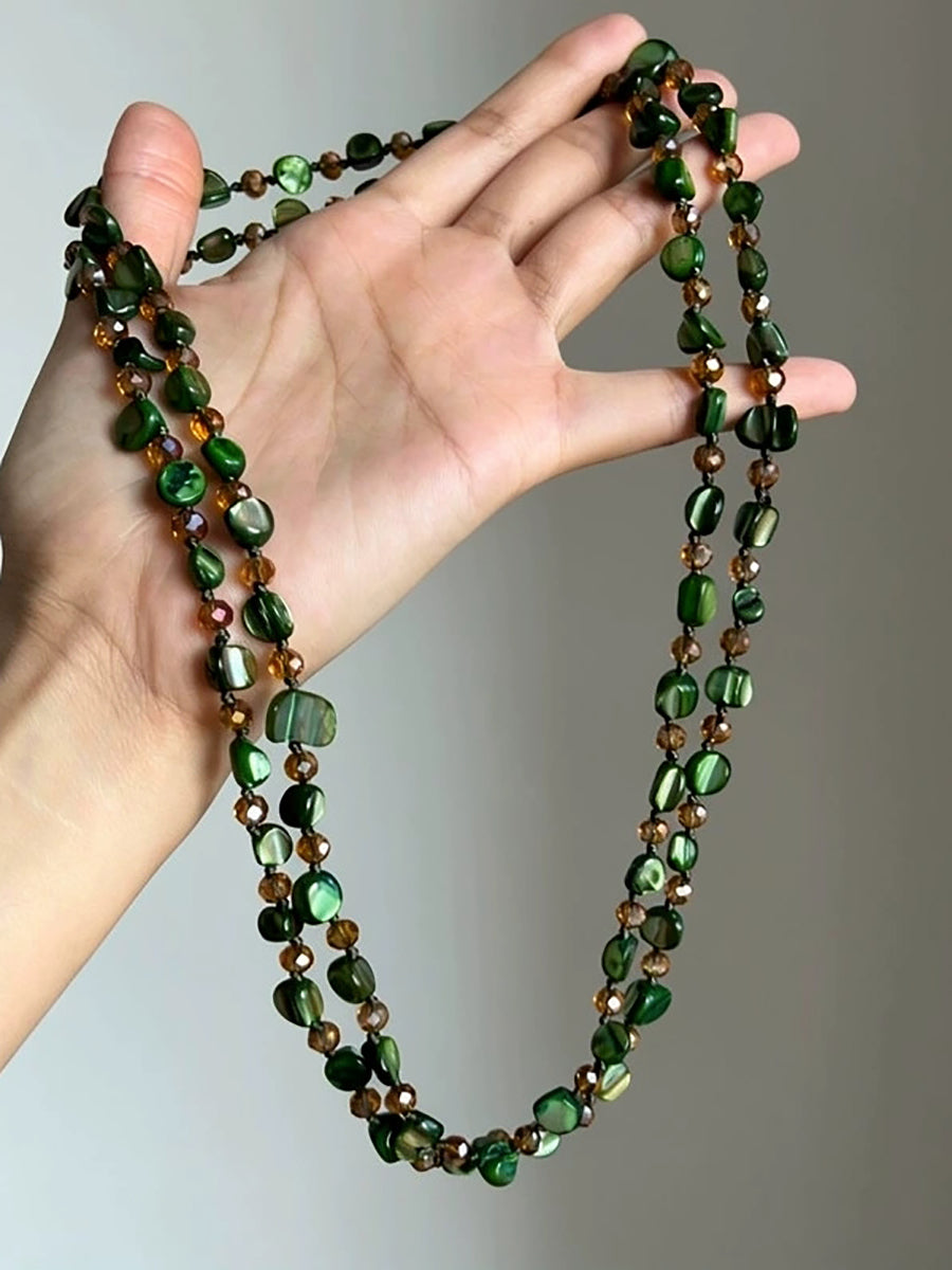 Women Forest Style Beaded Bohemian Long Necklace