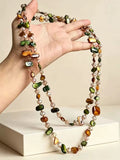 Women Bohemian Natural Stone Long Sweater Chain
