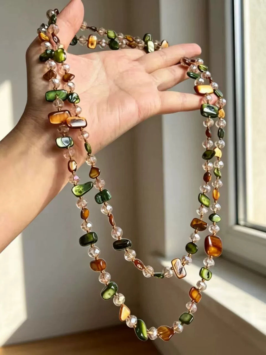 Women Bohemian Natural Stone Long Sweater Chain