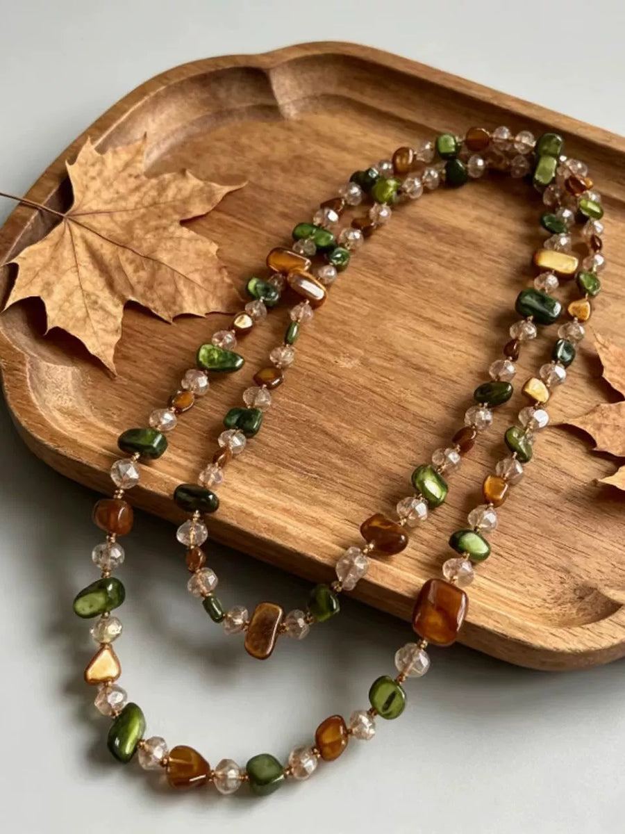 Women Bohemian Natural Stone Long Sweater Chain