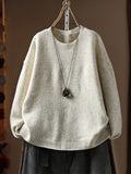 Women Elegant Cozy Wool Blend Loose Knit Sweater Top